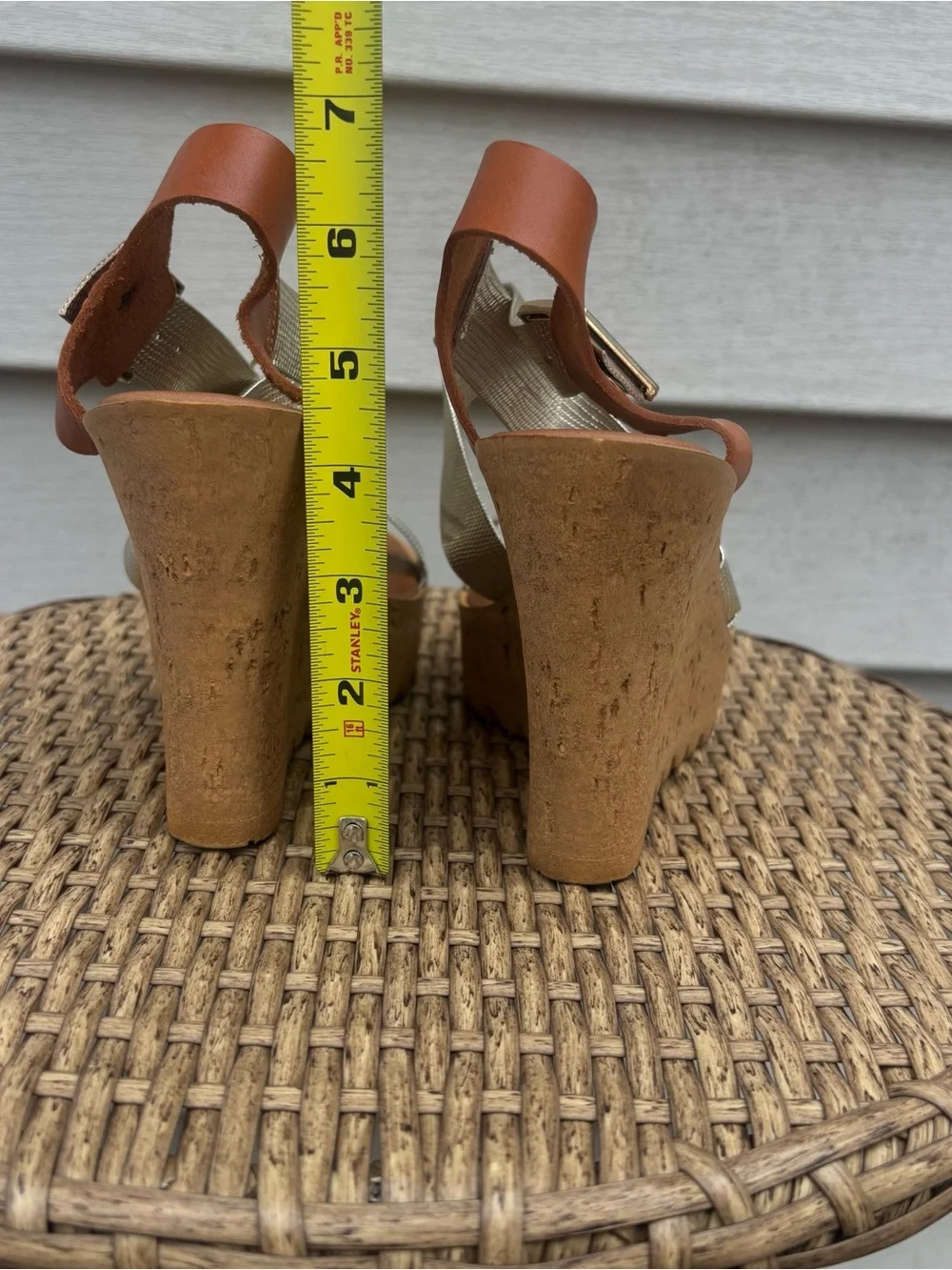 Italian Shoemakers Silver and Brown Cork Wedge Sandals
